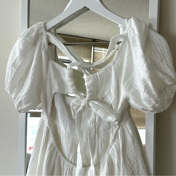 Princess Polly Let's Dance 100% Cotton Puff Sleeve Mini White Dress Size 6 NWOT - Picture 13 of 15